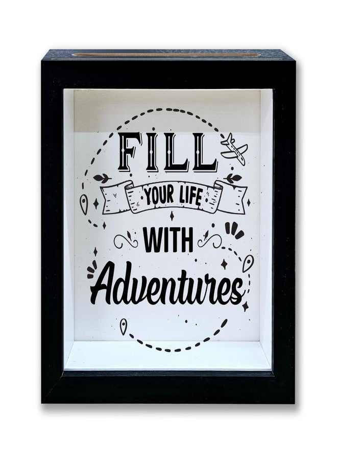 Mueddur Adventure Fund Shadow Box Frame, Honeymoon Fund Box with Slot, Fill Your Life with Adventures Theme Travel Memory Box, Adventure Archive Box Wedding Gifts, Decorative Wooden Money Savings -04 - Image 1